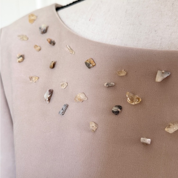 Jessica Howard Beige Beaded Neck Sheath Dress Wedding Guest Party Cocktail 12 - Picture 8 of 15